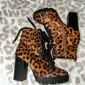 Express Leopard Lace up boots